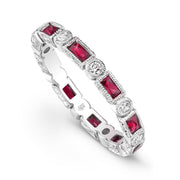 BEVERLY K 18K White Gold Ruby and Diamond Eternity Band